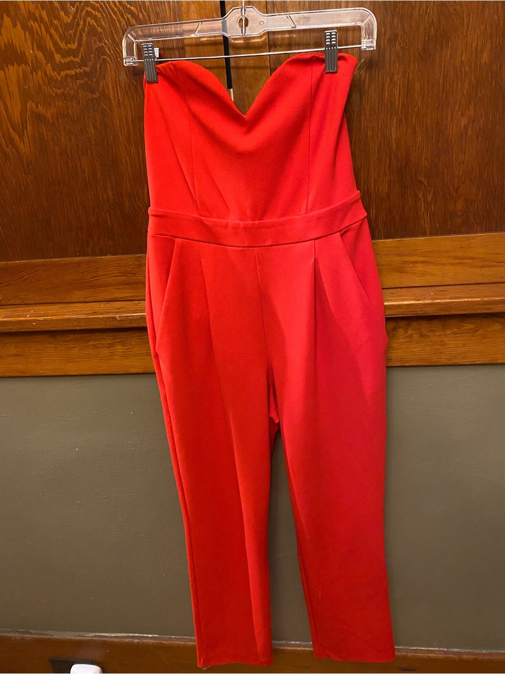 Express Red Strapless Sweetheart Jumpsuit